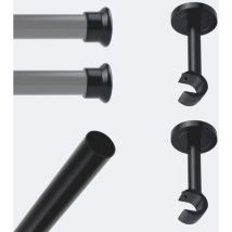 Kit de barre à rideaux 2m00 20mm - Mur - Chapeau Noir Mat Boulet