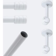 Kit de barre à rideaux 2m00 20mm - Mur - Cylindre 2ST Blanc Boulet