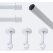 Kit de barre à rideaux 2m50 20mm - Mur - Capuchon Blanc Boulet