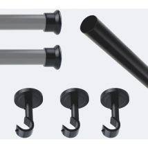 Boulet - Kit De Tringle À Rideaux Noir Mat 250cm Diam.20mm Embout Chapeau - Fixation Plafond
