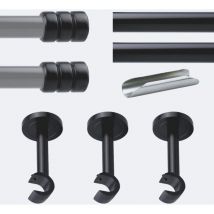 Kit de barre à rideaux 3m00 20mm - Mur - Cylindre 2ST Noir Mat Boulet
