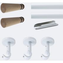Kit de barre à rideaux 3m00 20mm - Plafond - Blanc Cône Bois Boulet