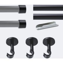 Kit de barre à rideaux 3m00 20mm - Plafond - Capuchon Noir Mat Boulet