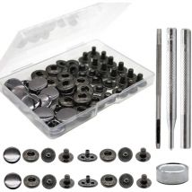 Kit de boutons-pression en cuir robuste de 15 mm, boutons-pression avec 4 outils d'installation, pour vêtements, cuir, jeans, vestes, bracelets-12