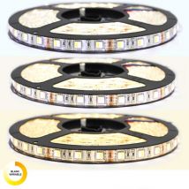 Kit de cinta profesional 5050 - 60 leds/m - 5 metros anti-salpicaduras (IP65) variable blanca con controlador y transformador Longitud: 5 metros