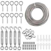 Kit De Clôture De Jardin En Acier Inoxydable Résistant Avec Revêtement En Pvc 30 M, Vis À Œil Tire-fond, Tendeur De Fil Et Crochet - Rwtendeur À Cages