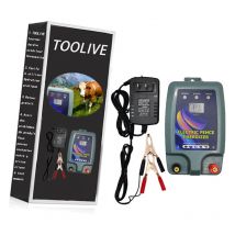 Toolive - Kit de clôture électrique, Clôture électrique pour bétail, animaux, électrificateur de clôture, haute puissance, 3 modes d'alimentation