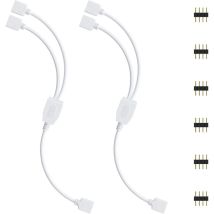 Fei Yu - Kit de connecteurs pour ruban led, 2pcs Séparateur de Bande led 4 Broches 1 à 2 Câble Diviseur Connecteur à 4 Broches pour ruban led rvb