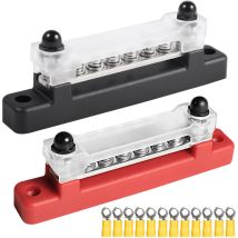 Kit de Connexion en Barre Cuivre 6 Terminaux - Résistance Basse, Conductivité Maximale - 130A ac / 150A dc- Parfait pour Voiture, Bateau, Caravane et