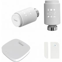 Bimar - Kit de Control Inteligente para Automatización del Hogar - 2 Válvulas Termostáticas, 1 Gateway y 1 Sensor de Puerta y Ventana - 193x130x105 mm