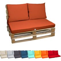 Linxor - Kit de coussins pour palette déhoussables - Terracotta