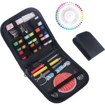 Kit de couture avec 94 accessoires de couture, kit de couture de voyage pour débutants, rouleaux de fil, aiguilles à coudre, fil, dé à coudre, mètre