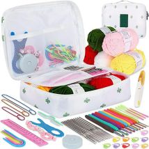 Lifcausal - Kit de crochet pour débutants adultes, kits de crochet comprenant du fil, des crochets ergonomiques de 2,0 à 6,0 mm, des aiguilles en
