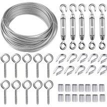 Ugreat - Kit de cuerda para colgar de acero inoxidable de 30 m, kit de cuerda de alambre, cuerda de acero inoxidable recubierta de 2 mm, con tensor