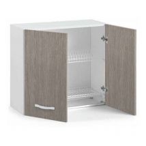 Kit de cuisine suspendu avec égouttoir à vaisselle 2 portes 80x30x72h finition mélèze gris - Séjour