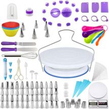 Kit de decoración para repostería de 143 piezas, plato giratorio para tartas, utensilios de silicona para decorar, herramientas multifuncionales para