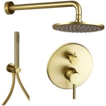 Pollini Acqua Design - Kit de douche à encastrer couleur or brossé avec pomme de douche Ø20 cm Pollini Jessy C477355255OS Or brossé