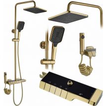 REA - kit de douche avec thermostat rob brush gold