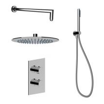 Ercos - Kit de douche complet avec mitigeur thermostatique, modèle rond, couleur chrome Round BNKISC0021 Chromé