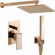 Gattoni Rubinetteria - Kit de douche complet modèle carré couleur or rose Gattoni square KTQ15/PDRS Or Rose