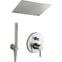 Pollini Acqua Design - Kit de douche de couleur nickel brossé avec pomme de douche au plafond Pollini Jessy C420145255NS acier inoxydable brossé