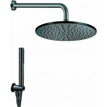 Damast - Kit de douche rond en laiton complet noir mat