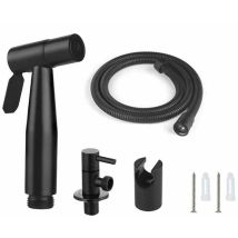 Kit De Douchette Wc Comprenant Un Tuyau De 1,5 M Et Un Support Avec Adaptateurs G1/2, Couleur Noire.