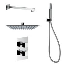 Kit de ducha completo con mezclador termostático modelo cuadrado color cromo Ercos Square BNKISC0020 Cromo