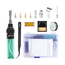 Kit de fer à souder portable, stylo à souder brûleur chalumeau gaz fer à souder outil de pointe butane sans fil, kit polyvalent de fer à souder butane