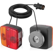 Kit de Feux Arrière Câblé pour Remorques de Voiture, Câble de 7,5 m, prise 7 Broches Éclairage de Remorque Homologué pour la Circulation Routière,