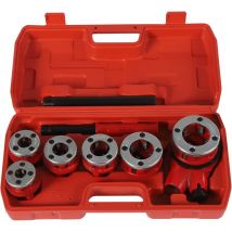 Gojoy - Kit de filetage de tuyau de plomberie - Outil de taraudage manuel en acier pour plomberie - Avec 6 matrices 1/4', 3/8', 1/2', 3/4', 1', 1-1/4'