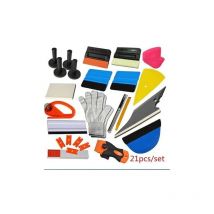 Kit de Films de Voiture Teinté Kit Covering Outils de Film Comprenant Un grattoir en Plastique, Couteau Utilitaire et Lames, 21PCS