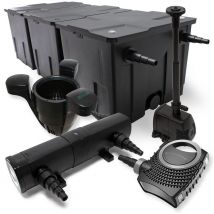 Kit complet: CBF-350C Filtre de bassin jusqu'à 90000 l, NEO10000 pompe de filtration 10000l/h 80W, CUV-224 lampe uv 24W, SK-40 Écumeur 3000l/h 60W,
