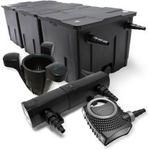 Wiltec Kit complet: CBF-350C Filtre de bassin jusqu'à 90000L Biologique, NEO10000 pompe de filtration 10000l/h 80W, CUV-224 lampe uv uvc
