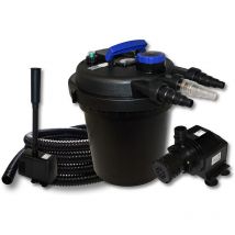 Kit complet: CPF-180 Filtre de bassin à pression jusqu'à 6000 l avec 11 Watt uv-c lampe uv, HJ-5000 eco pompe de filtration 4000l/h 65W, 25m Tuyau 25