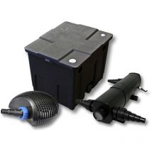 Kit complet: CBF-350 Filtre de bassin jusqu'à 12000 l Biologique, CTF-3800 SuperECO pompe de filtration 3600l/h 20W, CUV-218 lampe uv uvc