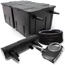 Wiltec Kit complet: CBF-350B Filtre de bassin jusqu'à 60000 l Biologique, NEO10000 SuperECO pompe de filtration 10000l/h 80W, CUV-224 lampe uv uvc