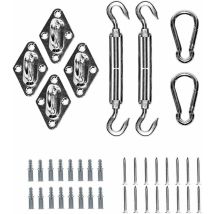 Kit de fixation de voile d'ombrage-Kit en acier inoxydable 304, accessoires de fixation de matériel de voile d'ombrage, tissu d'ombrage triangulaire