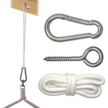 No Brand - Kit de Fixation pour Fauteuil Suspendu Kit pour accrocher chaise hamac balancelle à pendre Métal Robuste Incl Corde Mousqueton Vis à