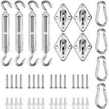 Kit de Fixation pour Voile d'Ombrage, Accessoires pour Auvent Vis de Tension en Acier Inoxydable Ensemble de Mousqueton avec Vis pour Une
