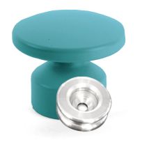 L'Attachante - Kit De Fixation : Rondelle Multi-matériaux Alu + Grande Patère Convexe Bleu Canard