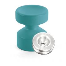 L'attachante - Kit de Fixation : Rondelle multi-matériaux Alu + Petite Patère concave Bleu canard