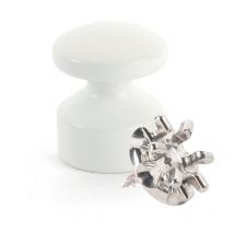 L'attachante - Kit de Fixation : Vis placo Longueur 16 mm Alu + Petite Patère convexe Blanc