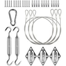 Kit De Fixation Voile D'Ombrage, Câble En Acier Inoxydable Fixations D'Ombrage Fixation Toile Ombrage Triangle Accessoires De Fixation Rectangulaire 