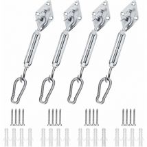 Kit de Fixation Voile d'ombrage, Kit de Fixation pour Voile de Jardin pour Voile D'ombrage en Acier Inoxydable 304 pour Triangle Carré Rectangle et