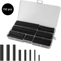 Kit de gaines thermorétractables, 150PCS-NOIR pour circuit, voiture, réparation hydroélectrique