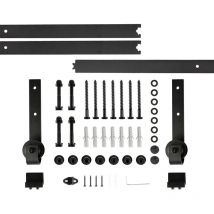 Jeobest - Skecten 8FT/2.44M Herraje para Puerta Corredera, Puertas Corredera Carril, Puerta Simple, Negro (Mejorar)