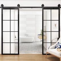 Skecten 12ft/3.66m Herraje Para Puerta Corredera, Puertas Corredera Carril, Puerta Doble, Negro (mejorar)