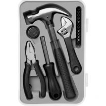 7h Seven House - Kit d'outils de base, 17 pièces Blanc/Gris/Noir 7house