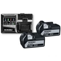 Hikoki - Batería BSL1850 X2 5,0Ah + Cargador UC18YSL3, alta capacidad, recarga rápida, ideal para herramientas eléctricas, batería duradera y